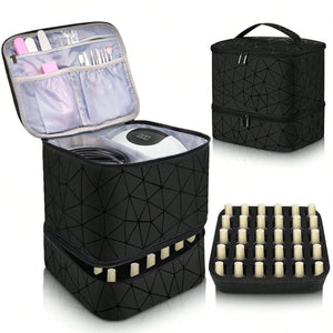 Large Capacity PVC Cosmetic Bag - Portable Nail Polish Storage Case with Dividers

Keep your cosmetics, nail polish, and beauty accessories neatly organized and protected with this stylish and functional cosmetic bag. Featuring a spacious interior and convenient dividers, it is perfect for storing your nail care products and other beauty essentials, while being portable and easy to carry wherever you go.