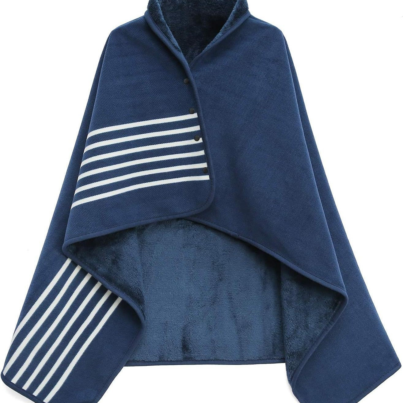 Blue and White Stripes 100x140cm Wearable Fleece Blanket - Soft, Warm &amp; Anti-Pilling, Stylish Plaid Design

Stay cozy and stylish with our Blue and White Stripes wearable fleece blanket! Measuring at 100x140cm and featuring a soft, warm, and anti-pilling fabric, this blanket is perfect for cuddling up on chilly nights. Its stylish plaid design adds a touch of elegance to any living space. Experience comfort like never before