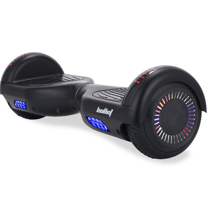 Bullet SX-2000 Hoverboard Scooter-500w Brushless, Superior Self-Balancing System, UL Certified, LED Lights, Black

Explore the advanced capabilities of the Bullet SX-2000 Hoverboard Scooter-500W-Black. Its high-speed chipset quickly responds to body movements for precise acceleration, turning, and reversing. With dual 250w brushless motors encased in aluminum, the SX-2000 can reach speeds of up to 12 km/h. And with a 36v lithium-ion battery, you can travel up to 10 km on a single charge. Plus, as a UL 2272 