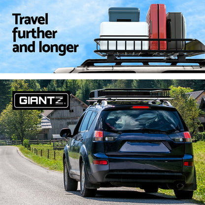 Giantz Universal Car Roof Rack Basket Luggage Vehicle Cargo Carrier 111cm Black