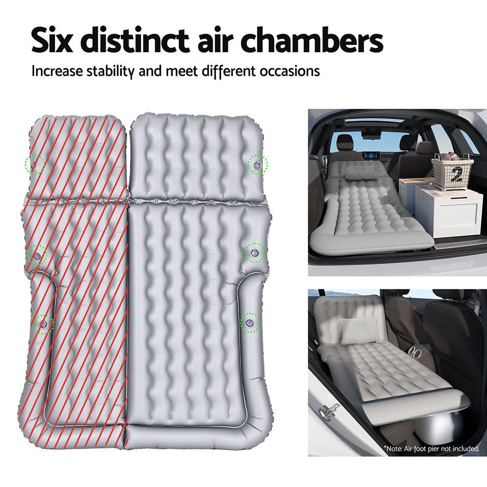 Car Mattress 175x130x12cm Inflatable SUV Back Seat Camping Bed Grey