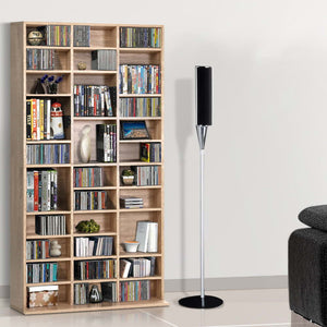 Storage Shelf Media Rack 528 DVD 1116 CDs-Book Unit Oak