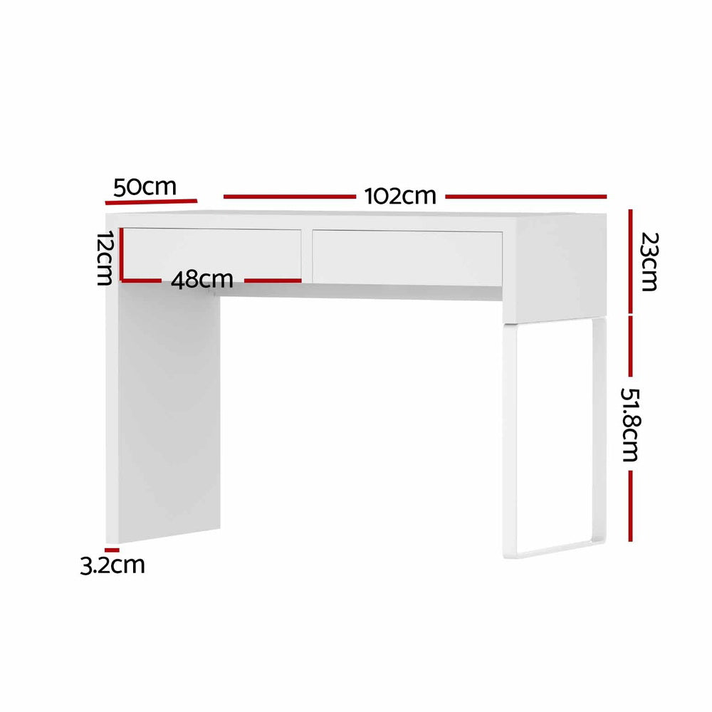 Artiss Metal Desk with 2 Drawers - White