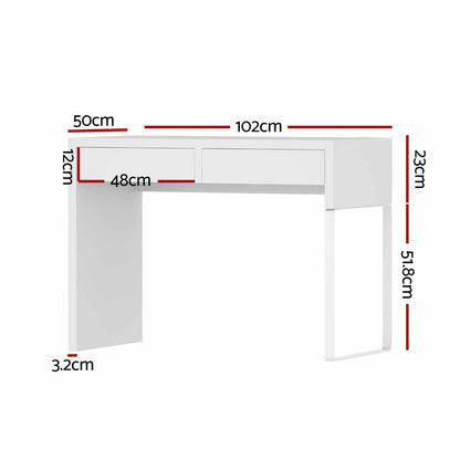 Artiss Metal Desk with 2 Drawers - White