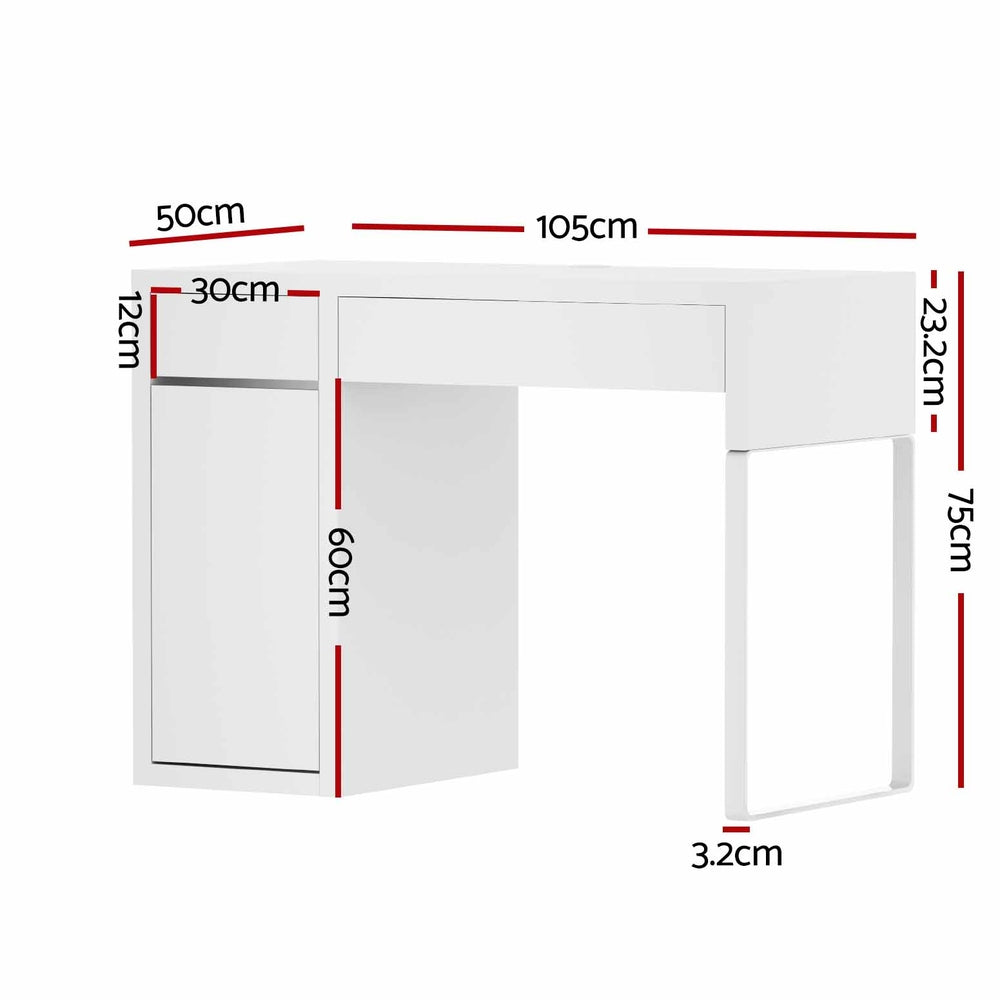 Artiss Metal Desk With Storage Cabinets - White