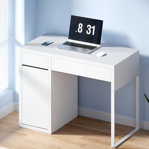 Artiss Metal Desk With Storage Cabinets - White