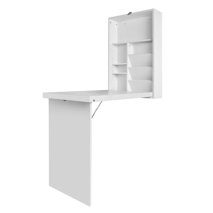 Artiss Foldable Computer Desk with Bookshelf - White