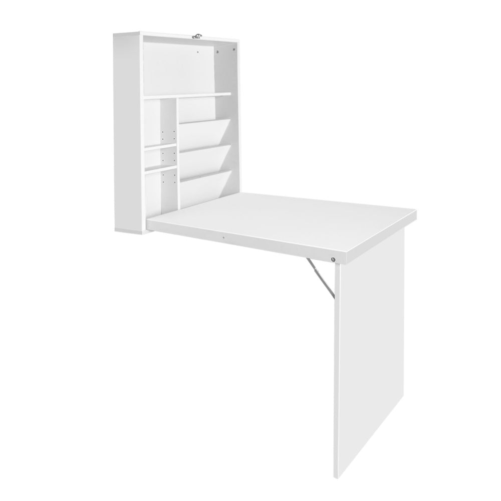 Artiss Foldable Computer Desk with Bookshelf - White
