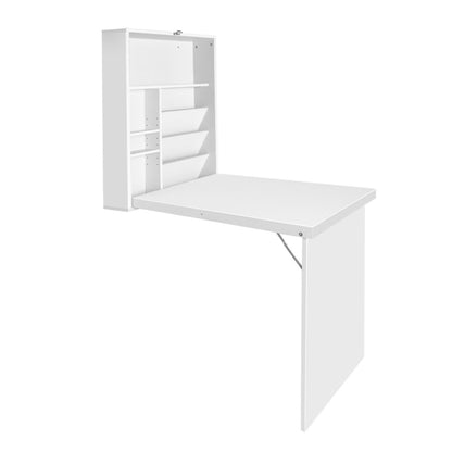 Artiss Foldable Computer Desk with Bookshelf - White