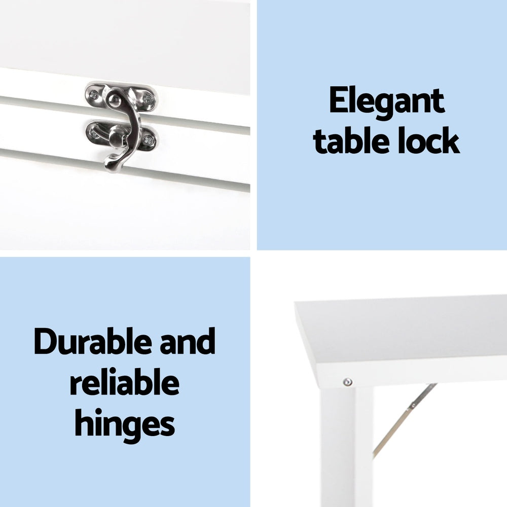 Artiss Foldable Computer Desk with Bookshelf - White