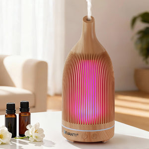 Devanti Ultrasonic Aroma Diffuser Aromatherapy 200ml LED Lights Iron Humidifier Forest Light wood grain - Factory Direct Shop
