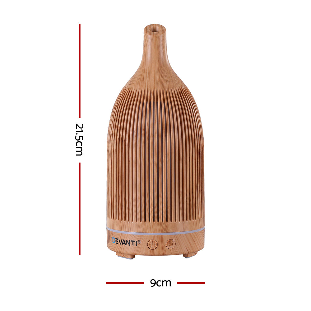 Devanti Ultrasonic Aroma Diffuser Aromatherapy 200ml LED Lights Iron Humidifier Forest Light wood grain - Factory Direct Shop