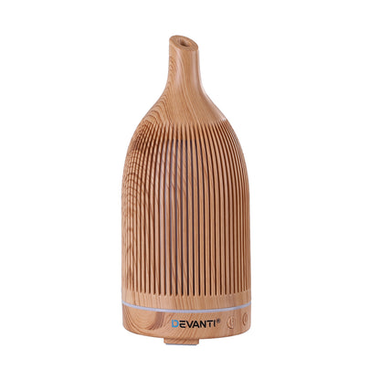 Devanti Ultrasonic Aroma Diffuser Aromatherapy 200ml LED Lights Iron Humidifier Forest Light wood grain - Factory Direct Shop