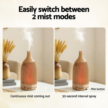 Devanti Ultrasonic Aroma Diffuser Aromatherapy 200ml LED Lights Iron Humidifier Forest Light wood grain - Factory Direct Shop