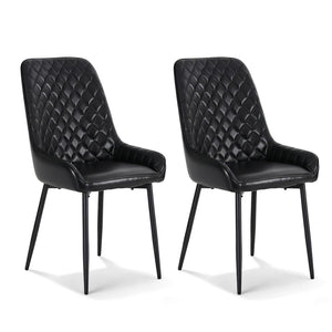 Artiss 2x Dining Chairs Retro PU Leather Kitchen Lounge Cafe Accent Chair Black