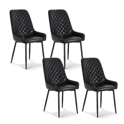 Artiss 4x Dining Chairs Retro PU Leather Kitchen Lounge Cafe Accent Chair Black