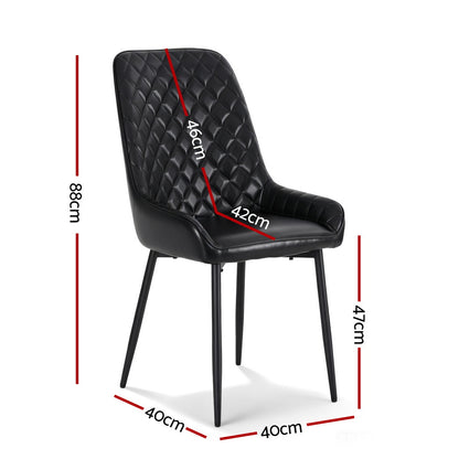 Artiss 4x Dining Chairs Retro PU Leather Kitchen Lounge Cafe Accent Chair Black
