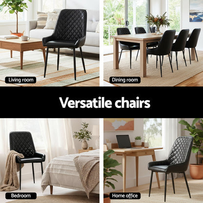 Artiss 4x Dining Chairs Retro PU Leather Kitchen Lounge Cafe Accent Chair Black