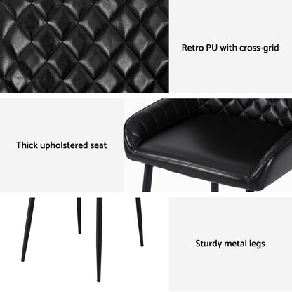 Artiss 4x Dining Chairs Retro PU Leather Kitchen Lounge Cafe Accent Chair Black
