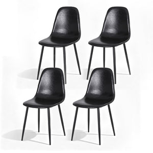 Artiss 4x Dining Chairs Retro PU Leather Kitchen Lounge Cafe Accent Chair Black