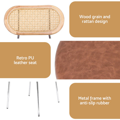 Artiss 2x Dining Chairs PU Leather Rattan Kitchen Lounge Cafe Accent Chair Brown