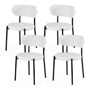 Artiss Dining Chairs Set of 4 Sherpa Boucle White