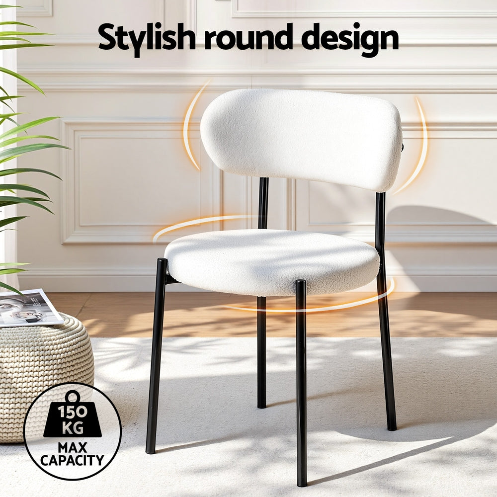 Artiss Dining Chairs Set of 4 Sherpa Boucle White