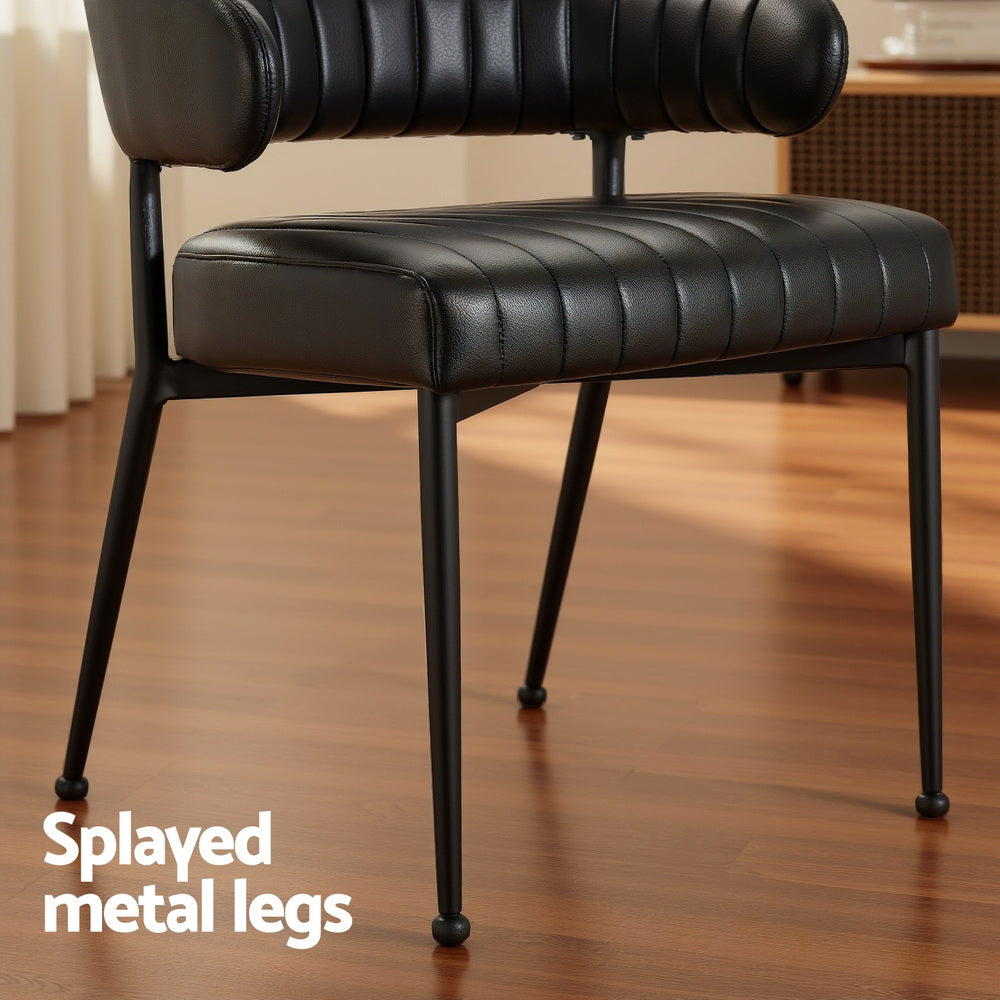 Artiss Dining Chairs Set of 4 Leather Hollow Armchair Black