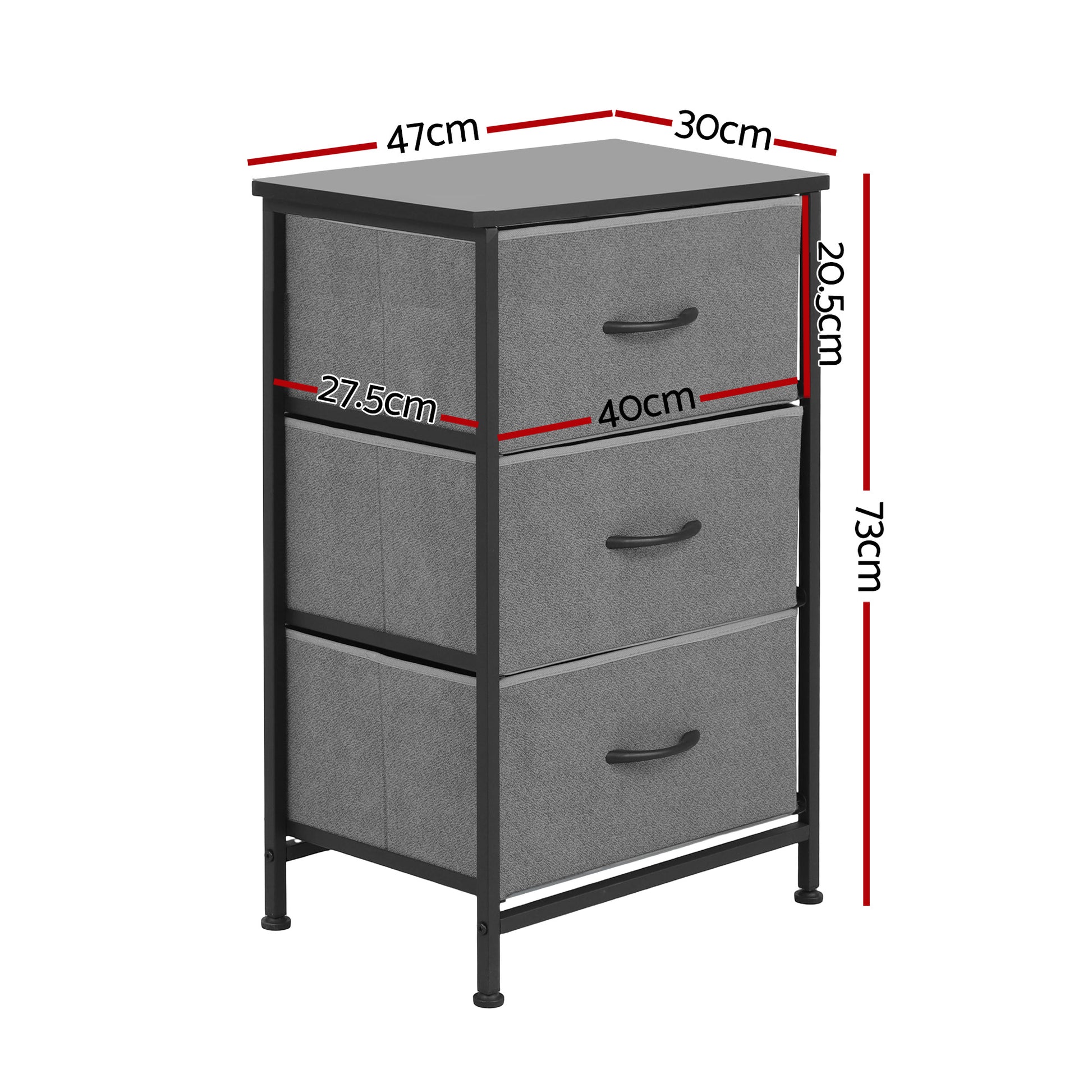 Artiss Chest of 3 Drawers Storage Dresser Tallboy Grey - Factory Direct Shop