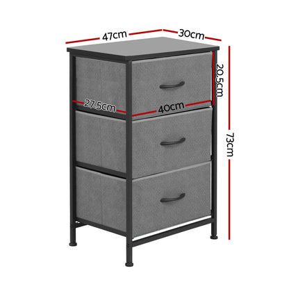 Artiss Chest of 3 Drawers Storage Dresser Tallboy Grey - Factory Direct Shop