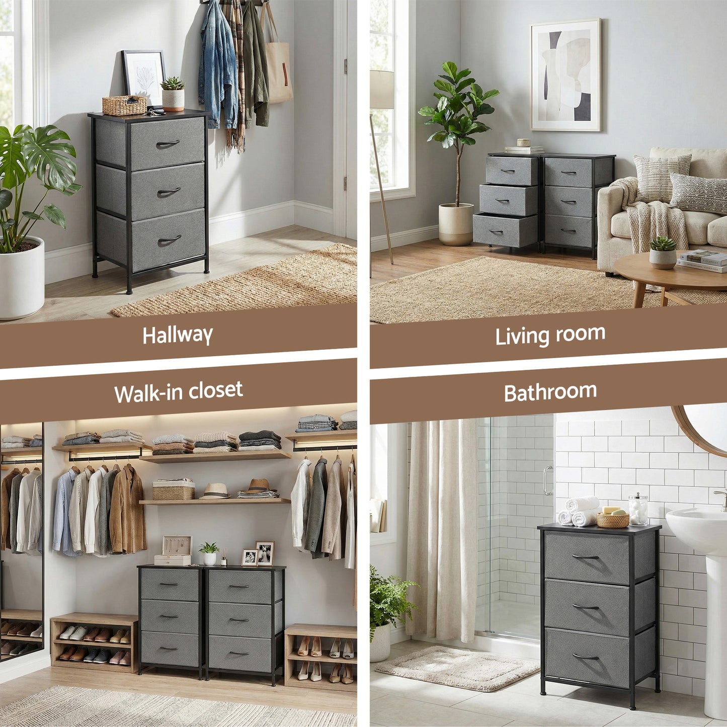 Artiss Chest of 3 Drawers Storage Dresser Tallboy Grey - Factory Direct Shop