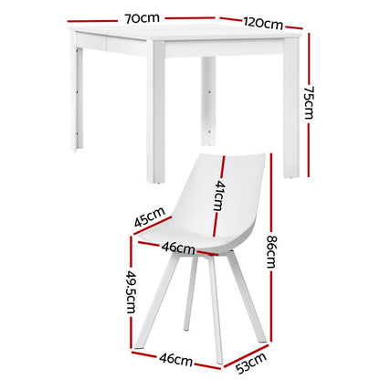 1 Artiss Dining Table and 4 Chairs Set Rectangle White