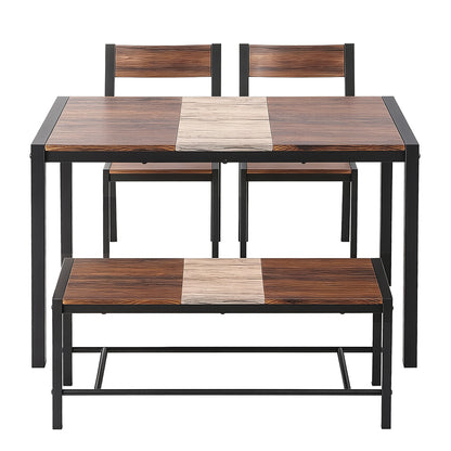 Artiss Dining Table and Chairs Set of 4 Bench Kitchen Furniture Rustic Brown
