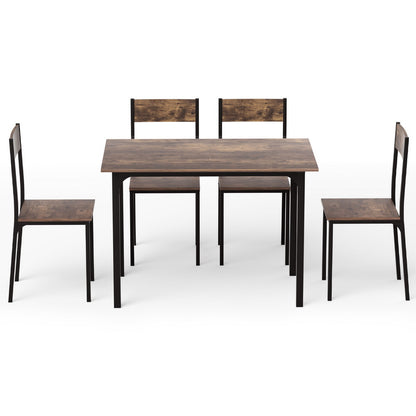 Artiss Dining Table and Chairs Set of 5 Compact Kitchen Furniture Rustic Brown