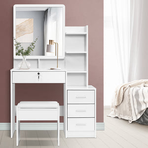 Artiss Dressing Table Mirror Stool Jewellery Cabinet Makeup Organizer Drawer

Discover the perfect addition to your makeup routine with our Artiss Dressing Table Set. Crafted from durable particleboard and finished with sleek melamine, this vanity boasts a variety of practical features. Organize your beauty essentials with ease and add a touch of elegance to your space.