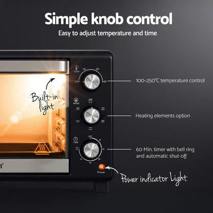 Devanti 30L Convection Oven Electric Fryer Ovens 1600W