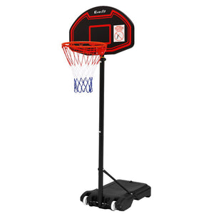 Everfit 2.1M Basketball Hoop Stand System Adjustable Portable Pro Kids Black

Constructed with a sturdy steel frame, the Everfit 2.1M Basketball Hoop Stand System offers a simple installation suitable for all types of players, including kids, youth, and adults. With five adjustable height options ranging from 1.6m to 2.1m, it can be personalized to your desired level. Equipped with a durable PE backboard measuring 71x45cm, this regular-size hoop provides the appearance and performance of professional-style 