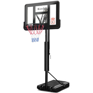 Everfit 3.05M Basketball Hoop Stand System Adjustable Height Portable, Pro Black

From slam dunks and alley-oops to shooting practice, the Everfit 44" Basketball System is designed to handle any kind of play. Its sturdy steel pole can be easily adjusted to your desired height, ranging from 2.25m to 3.07m, meeting full regulation standards. The 44" backboard is constructed from durable 4mm polycarbonate, giving it a professional glass-like appearance and feel. Plus, the large base can be filled with either w