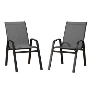 Gardeon 2PC Outdoor Dining Chairs Stackable Lounge Chair Patio Furniture Grey