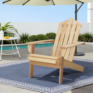 Gardeon Outdoor Sun Lounge Beach Chairs Table Setting Wooden Adirondack Patio Chair Light Wood Tone