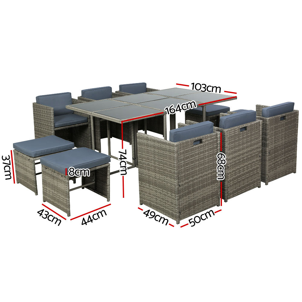 Outdoor Dining Table Set-11- Piece