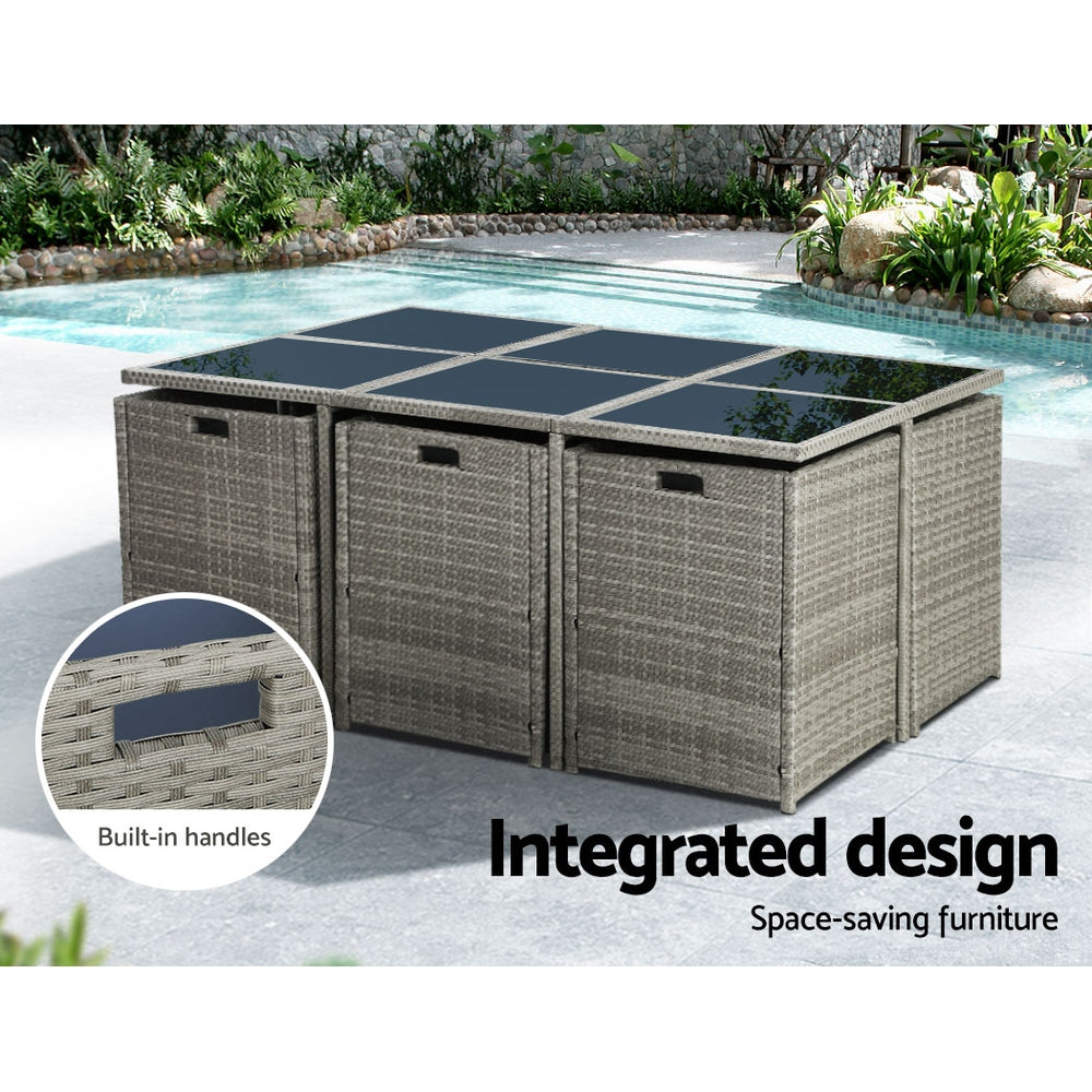 Outdoor Dining Table Set-11- Piece