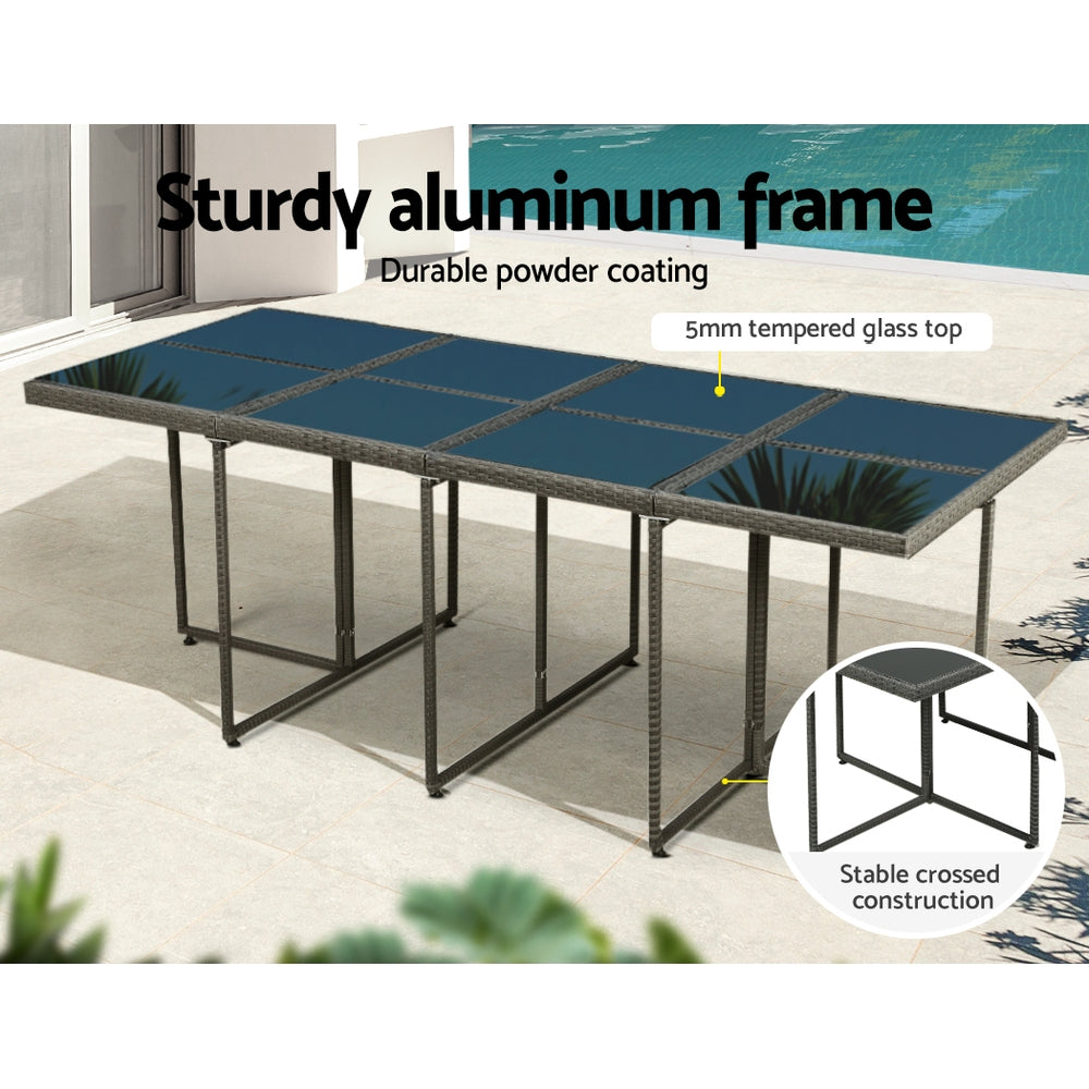 Outdoor Dining Table Set-13-Piece-Grey