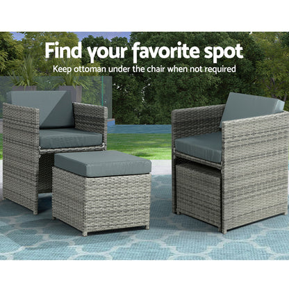 Outdoor Dining Table Set-13-Piece-Grey