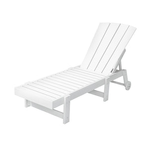 Gardeon Sun Lounge Beach Chair HDPE Adirondack Lounger Patio Outdoor Furniture with Wheels White