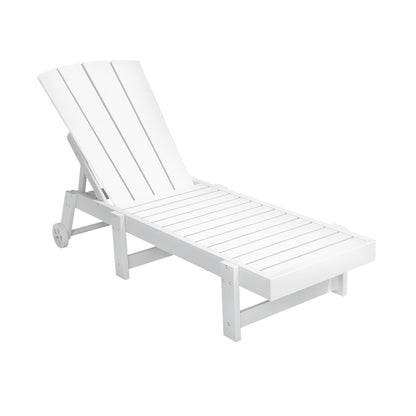 Gardeon Sun Lounge Beach Chair HDPE Adirondack Lounger Patio Outdoor Furniture with Wheels White