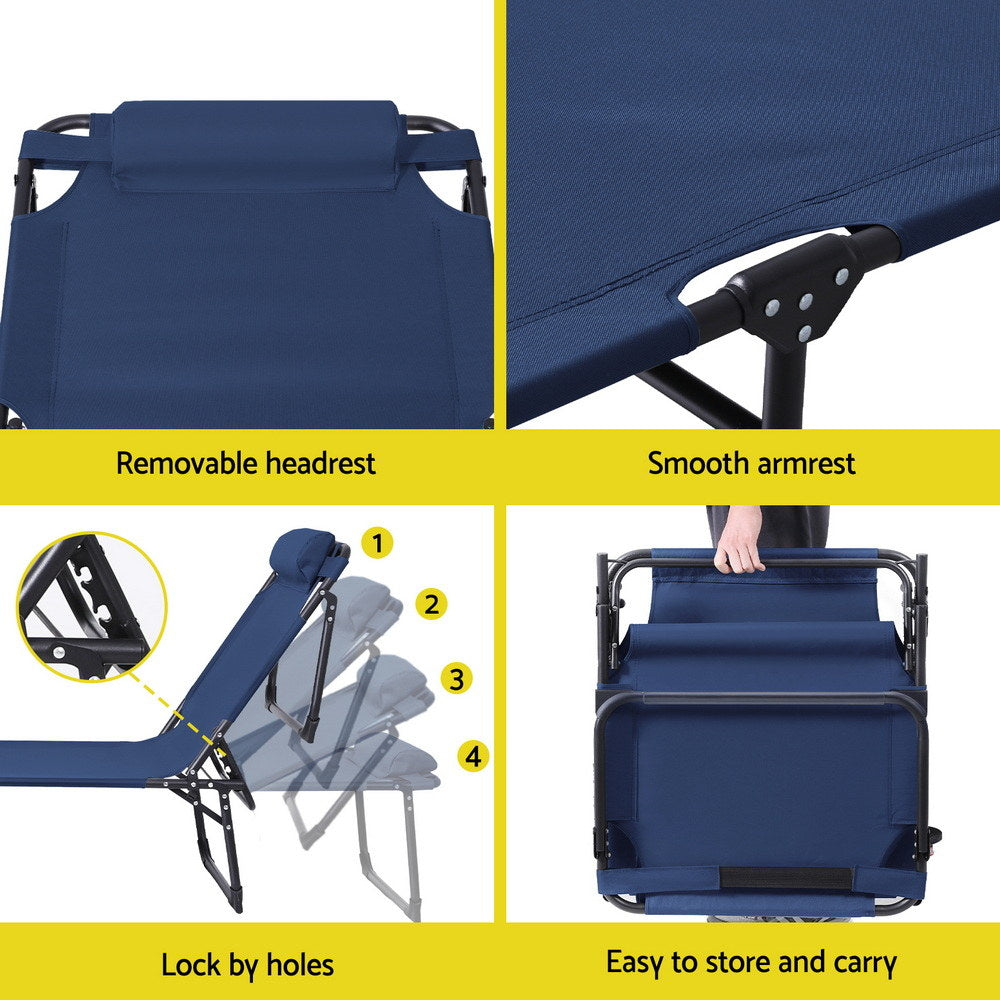 Gardeon Sun Lounger Folding Lounge Beach Chair Patio Outdoor Furniture