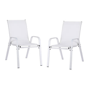 Gardeon 2PC Outdoor Dining Chairs Stackable Lounge Chair Patio Furniture White