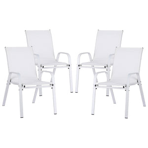 Gardeon 4PC Outdoor Dining Chairs Stackable Lounge Chair Patio Furniture White