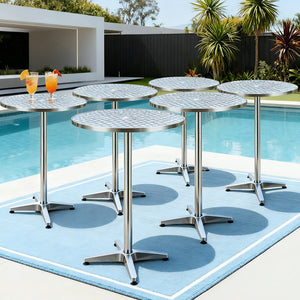 6pcs Outdoor Bar Table Furniture Adjustable Aluminium Cafe Table Round